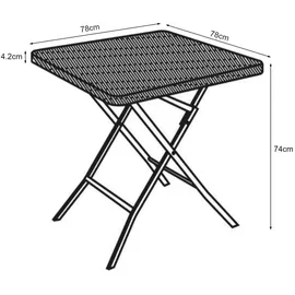 [en.casa] Klapptisch Mark 78 x 78 x 74 cm Schwarz