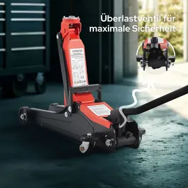 Arebos 2T Hydraulischer Rangierwagenheber flach | Unterfahrhöhe 85-385 mm