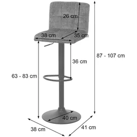 Mendler 2er-Set Barhocker HWC-G87, Tresenhocker Barstuhl, höhenverstellbar drehbar, Stoff Boucle (450g/m2) FSC® - creme-weiß