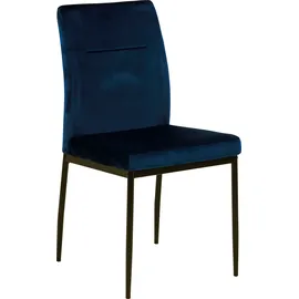 Actona Group Esszimmerstuhl »Doris«, 2 St., Polyester-Velvet, mit lebendigem Stoff, schlanke, schwarze Metallbeine, blau