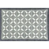 Wash+Dry FUßMATTE Flower Fields Grey, Weiß, Hellgrau, Textil, Blume, rechteckig, 40x60 cm Oeko-Tex® Standard 100, rutschfest, schmutzabweisend, für Fußbodenheizung geeignet, rutschhemmend, pflegeleicht, Teppiche , Böden, Fuß , Stufenmatten, Fußmatten