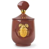 Casa Padrino Luxus Duftspender Skarabäus Rot / Gold Ø 11 x H. 21 cm - Runder Porzellan Raumerfrischer mit Deckel - Deko Accessoires - Luxus Qualität