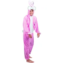 Boland - Erwachsenen-Kostüm Hase, Kapuzen-Overall aus Plüsch, Tiermotiv, Reisverschluss vorne, Kaninchen, Häschen, Bunny, Karneval, Fasching, Mottoparty