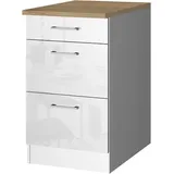 Lomadox - Küchen-Auszugschrank 50 MARANELLO-03 Weiß Hochglanz Breite 50 cm