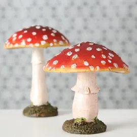 Boltze Fliegenpilz Garten Deko aus Kunstharz 2er Set - Rot