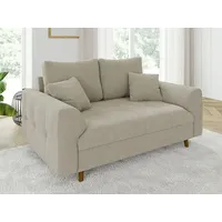 S-Style Möbel 2-Sitzer Sofa Leif mit Holzfüßen im skandinavischen Stil aus Boucle-Stoff, mit Wellenfederung beige