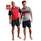 LE JOGGER le jogger® Shorty, (Packung, 4 tlg., 2 Stück), mit kontrastfarbigen Einsätzen le jogger® rot-schwarz, grau-schwarz