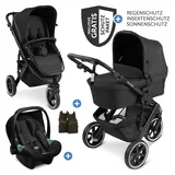 ABC-Design ABC Design 3in1 Kinderwagen-Set Salsa Run - Babywanne, Babyschale Tulip, Sportsitz mit XXL Zubehörpaket (mit Sportzulassung, Luftbereifung & Handbremse) - Ink