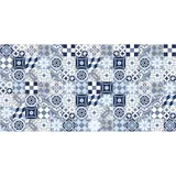 Outdoorteppich, Blau, Weiß, Kunststoff, Mosaik, rechteckig, 70x140 cm, Teppiche & Böden, Teppiche, Outdoorteppiche