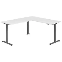 bümö Eckschreibtisch elektrisch höhenverstellbar Weiß / Graphit