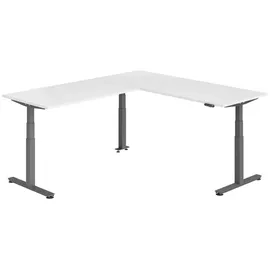 bümö Eckschreibtisch elektrisch höhenverstellbar Weiß / Graphit
