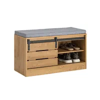 SoBuy FSR120-N Schuhbank mit Schiebetür Truhenbank Sitzbank mit Stauraum