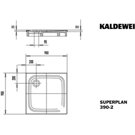 Kaldewei Superplan Classic Duschwanne 446935000231 90x90x2,5cm, mit Träger, Antislip, pergamon