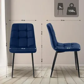 CLP Esszimmerstuhl Tilde Samt blau 4er Set