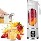 Tragbarer Mixer Smoothie Maker To Go, Pengrity 450 ML Portable Blender, mit LED Display, 12 Klingen, Kleiner Mixer für Shakes und Smoothie, Wiederaufladbar Mini Standmixer für Sport, Reisen, Outdoor