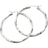 ZEEme Creolen 925 Silber mattiert diamantiert weiß one-size