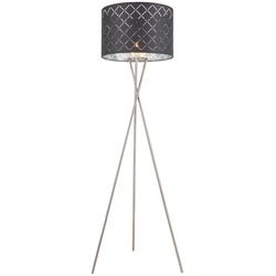 Stehlampe Stehleuchte Leseleuchte Nickel grau Textilschirm Schalter LED Durchmesser x Höhe 62 x 160 cm, Wohnzimmer Schlafzimmer