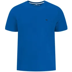 T-Shirt FYNCH-HATTON "FYNCH-HATTON Basic T-Shirt", Herren, Gr. S, blau (strong blau), Jersey, Obermaterial: 100% Baumwolle, casual, bequem, Rundhals, Langarm, Shirts, unifarben