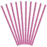 10 Papierstrohhalme Punkte Candybar Retro Geburtstag Party Hochzeit Trinkhalm, Farbe:Pink