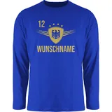 Langarmshirt Herren Langarm Shirt - 2026 Fussball WM Fanartikel - Deutschland mit Namen und Nummer - L - Royalblau - em 2024 Bekleidung fußball Trikot fußball. Fussball-wm 12 Name - L