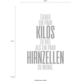 Queence Wanddekoobjekt QUEENCE "Lieber ein paar Kilos ...", schwarz-weiß (schwarz, weiß, grau), B:30cm H:45cm T:0,1cm, Stahl, Wanddekoobjekte, Stahlschild, Blechschild, Spruch, Witzig, Wanddeko, retro, 20x30cm