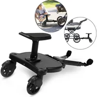 Buggy board Upgrade Universal Stehbrett Kiddy Trittbrett Kinderwagen Zubehör mit Sitz Schwarz - Schwarz