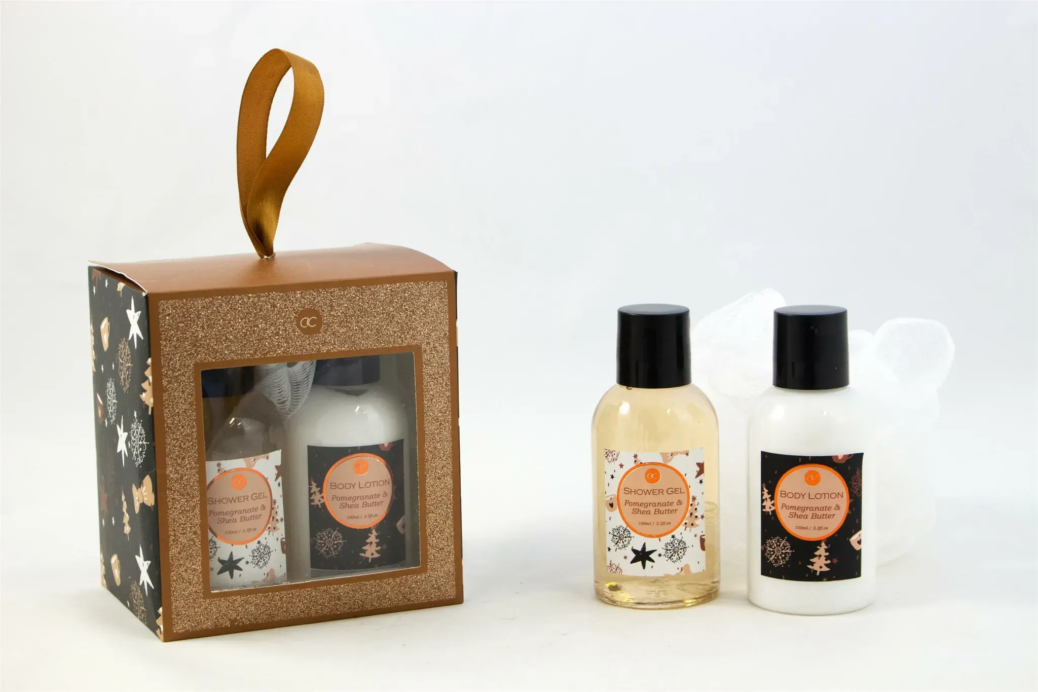 Geschenkset GLITTER CUBE Badeset mit Duschgel & Body Lotion - GRANATAPFEL SHEABUTTER