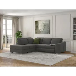 Ecksofa SIT & MORE "Dundee L-Form", grau, B:263cm H:86cm T:219cm, Sofas, mit Federkern und Edelstahlfüßen, wahlweise mit Kopfteilverstellung