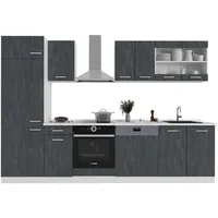 Vicco Küchenzeile R-Line 300 cm Schwarz Beton Weiß ohne Arbeitsplatte