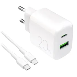 PURO PROLITE 20W USB-A / USB-C Wandladegerät + - Kabel 1.2m Weiß