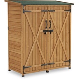 M MCombo Gartenschrank Holz Wetterfest, Klein Outdoor Gartenhaus Gerätehaus, für Außenbereich & Balkon & Terrasse, 122×60×137cm, 0707 (Natur)