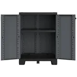 Kreher® Kunststoffschränke Aufbewahrungsschrank Gartenschrank in Schiefer Optik in Anthrazit. 2 in 1 Mehrzweckschrank- Spindschrank oder als Beistellschrank. (Beistellschrank mit einem Einlegeboden)