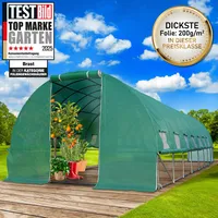 Brast Foliengewächshaus Stahl Grün Gitternetzfolie 200 g/m2 24 m2