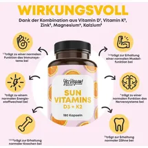 yes vegan Sun Vitamins D3 + K2 Kapseln 180 St.