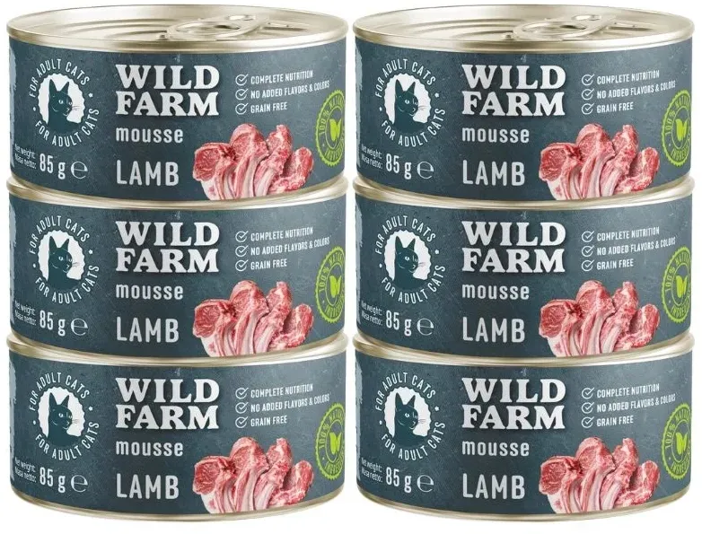 WILD FARM Mousse Lamm 6x85g - getreidefreie Mousse für Katzen