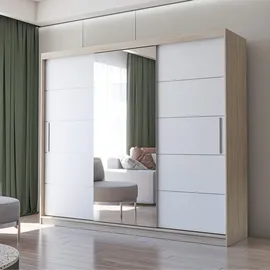 fabryka mebli idźczak Schwebetürenschrank 250 x 218 x 61 cm Braun/Weiß