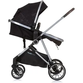 Chipolino Kinderwagen Aura 2 in 1 umbaubar Wickeltasche Sitz umkehrbar bis 22 kg schwarz
