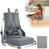 Jiubiaz Sitzerhöhung Stuhl Essstuhl Baby Hochstuhl Tischsitz Stuhlkissen Kinder Babysitz Sitzkissen Stuhl Mit Verstellbar Sicherheitsgurt Sitzerhöhung, Grau