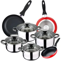 San Ignacio - Dina Kochgeschirr-Set: 4 Töpfe mit Deckel und 3 Pfannen Ø16/20/24 cm aus Edelstahl/gepresstem Aluminium
