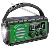20000mAh Solarradio Kurbelradio Notfall, Powerbank Emergency Radio mit LED Taschenlampe, Leselicht, SOS Alarm, USB/Type-C, IPX6 für Outdoor & Stro...
