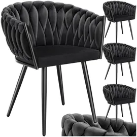 Tectake Esszimmerstuhl Astano Samt schwarz 4er Set