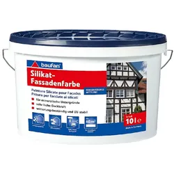 Baufan Silikat-Fassadenfarbe 10 L, Dispersionsfarbe mit UV-Schutz für Fassaden