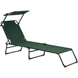casa.pro Sonnenliege Lomeda mit Sonnendach 187x53x27cm Dunkelgrün