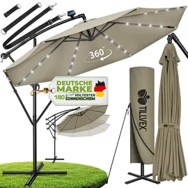 tillvex Ampelschirm Ø 350 cm Braun