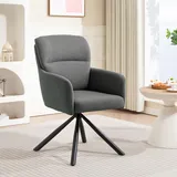 HOMCOM Esszimmerstuhl 360° Drehbar Küchenstuhl mit Leinenbezug, Ergonomisch