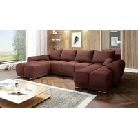 Easy4You Honey U-Form 362 x 85 x 183 cm mit Schlaffunktion und Stauraum - Schlafsofa mit Bettkasten und Kissen - Moderne Wohnzimmermöbel – Stoff... - Rosa