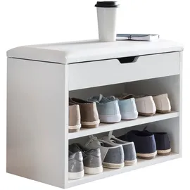 KADIMA DESIGN Schuhbank 60 x 40 x 30 cm gepolstert / weiß