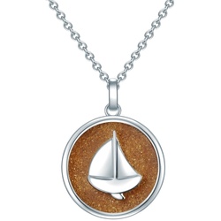 Strandglück Halskette Segelboot Sterling Silber Sand in 45,5 cm Basiskette + 5,0 Verlängerung Damen 