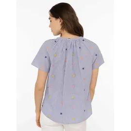 Zwillingsherz Kurzarmbluse Stripe & Stitch Blau L/XL