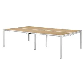Paperflow easyDesk Doppelschreibtisch buche rechteckig, 4-Fuß-Gestell weiß 280,0 x 166,0 cm